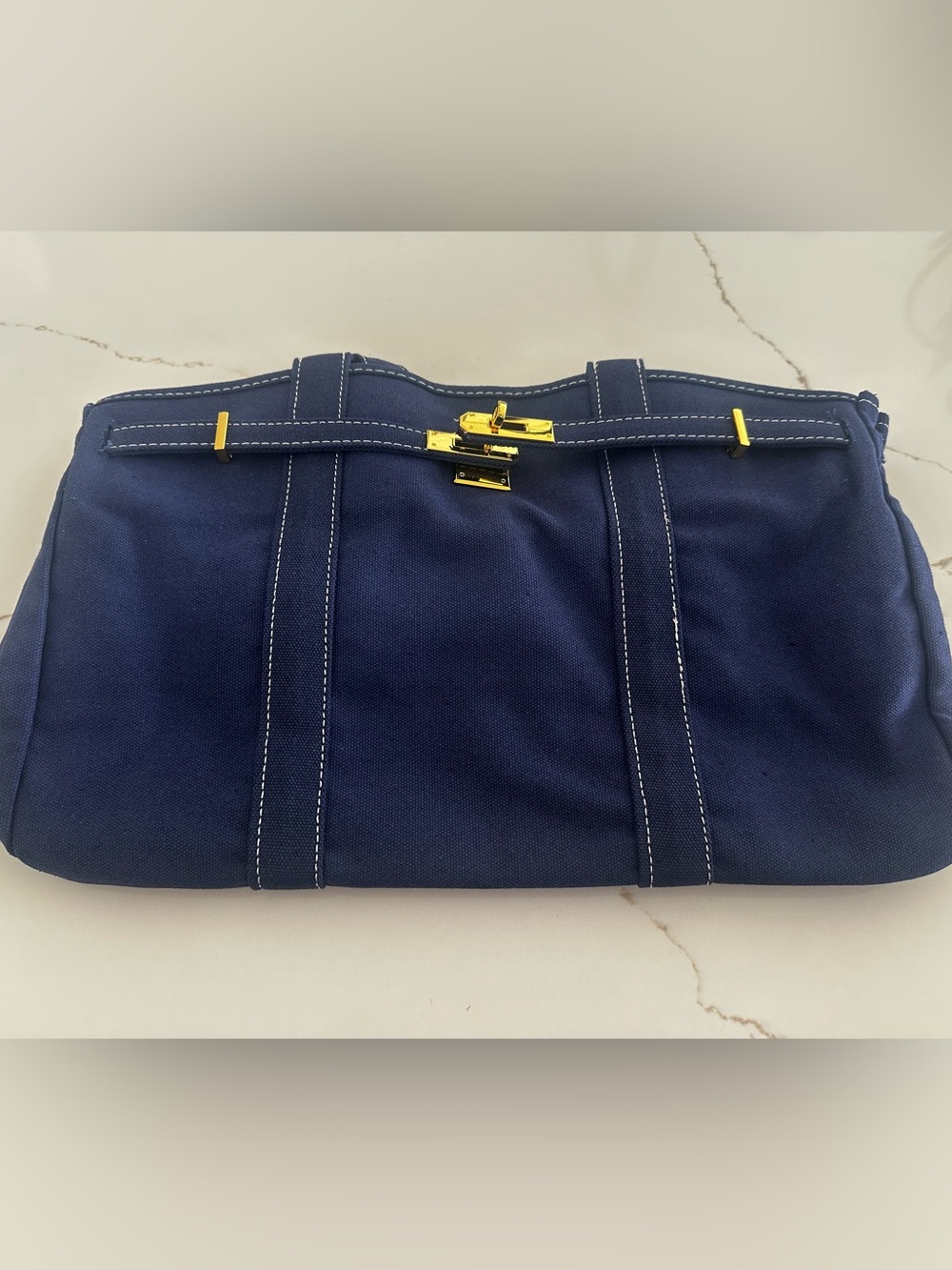 Boatkin Canvas Tote Bag in Navy Blue - Picture 2 of 6